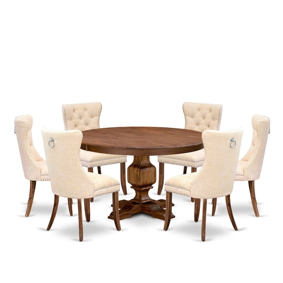 Luxe by East West Furniture 7-Piece Modern Dining Set In Light Beige Color