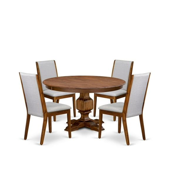 Luxe by East West Furniture 5-Pc Dining Room Table Set Consist Of A Kitchen Table, 4 Grey Parsons Chairs