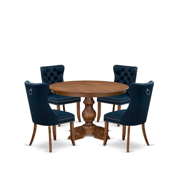 Luxe by East West Furniture 5-Piece Dining Table Set In Navy Blue Color