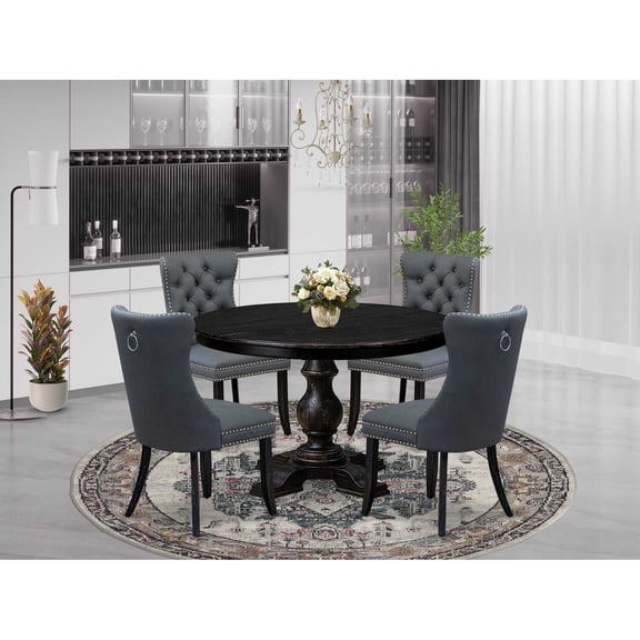 East West Furniture Ferris 5-Piece Kitchen Dining Set in Black Finish
