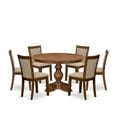 thumbnail image 1 of Luxe by East West Furniture 7-Pc Dining Set Of A Pedestal Dinner Table, 6 Light Tan Fabric Padded Chairs, 1 of 7