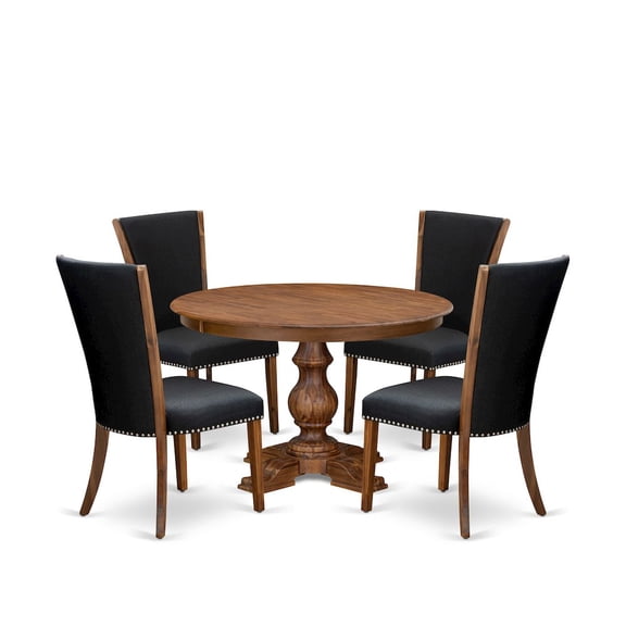 Luxe by East West Furniture 5 Piece Dining Table Set For 4 Contains 48" Round Table In Black Color