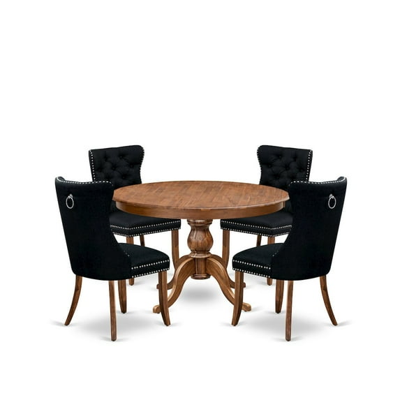 Luxe by East West Furniture 5-Piece Modern Dining Set In Black Color