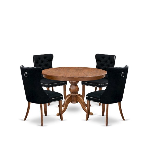 Luxe by East West Furniture 5-Piece Modern Dining Set In Black Color