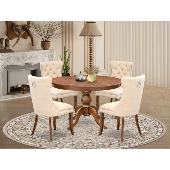 East West Furniture Ferris 5-Piece Mid Century Dining Set in Walnut Finish