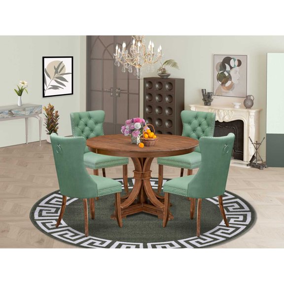 East West Furniture Ferris 5-Piece Dining Room Set in Walnut Finish