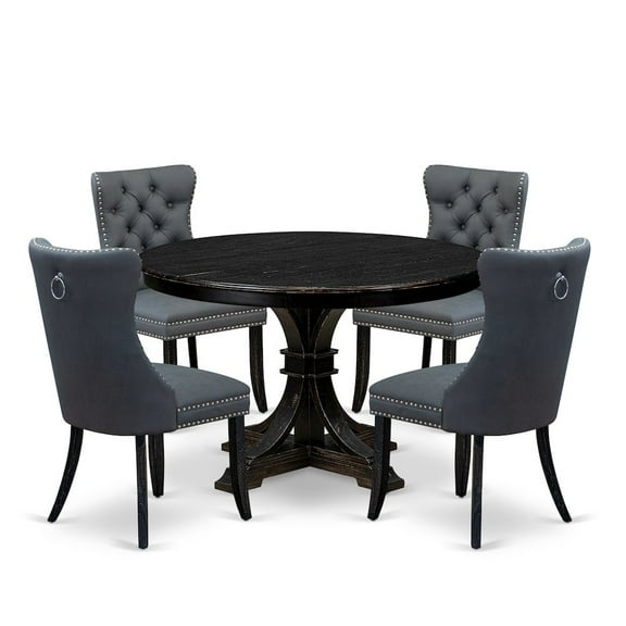 Luxe by East West Furniture 5-Piece Modern Dining Set In Platinum Gray Color