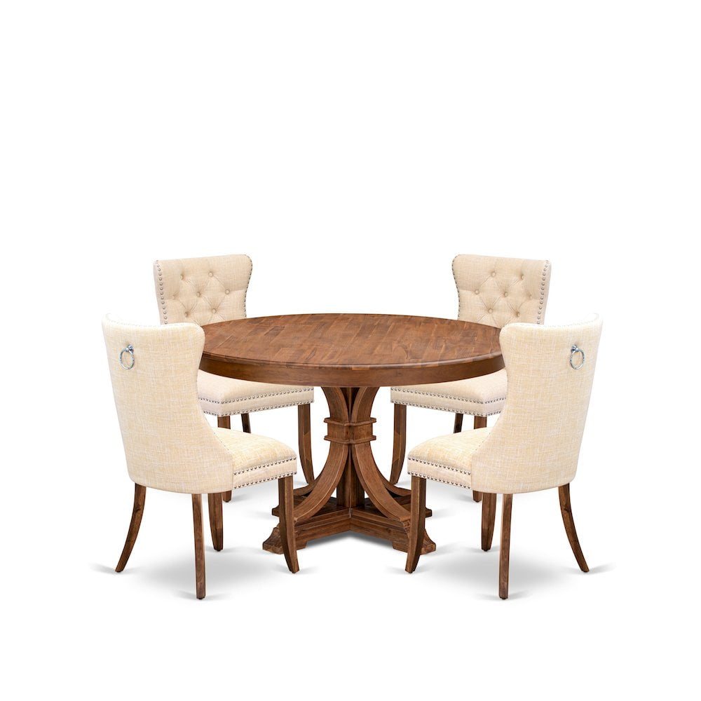 Luxe by East West Furniture 5-Piece Mid Century Kitchen Set In Light ...