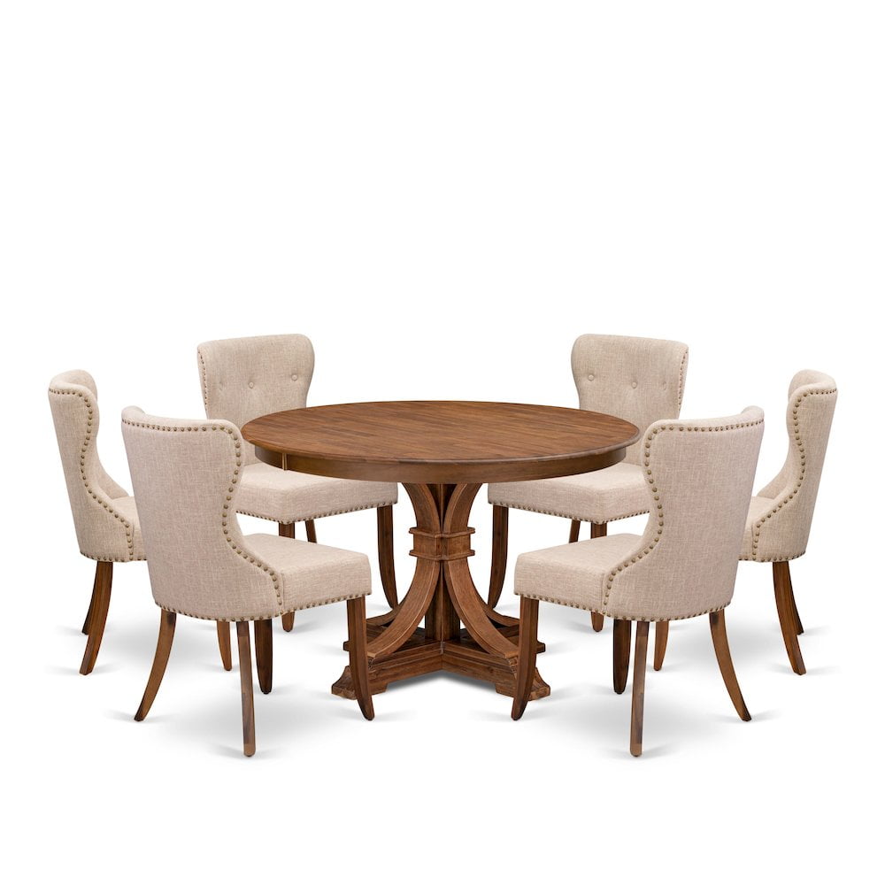 Luxe by East West Furniture 7-Pc Kitchen Table Set Of A Pedestal Dining ...