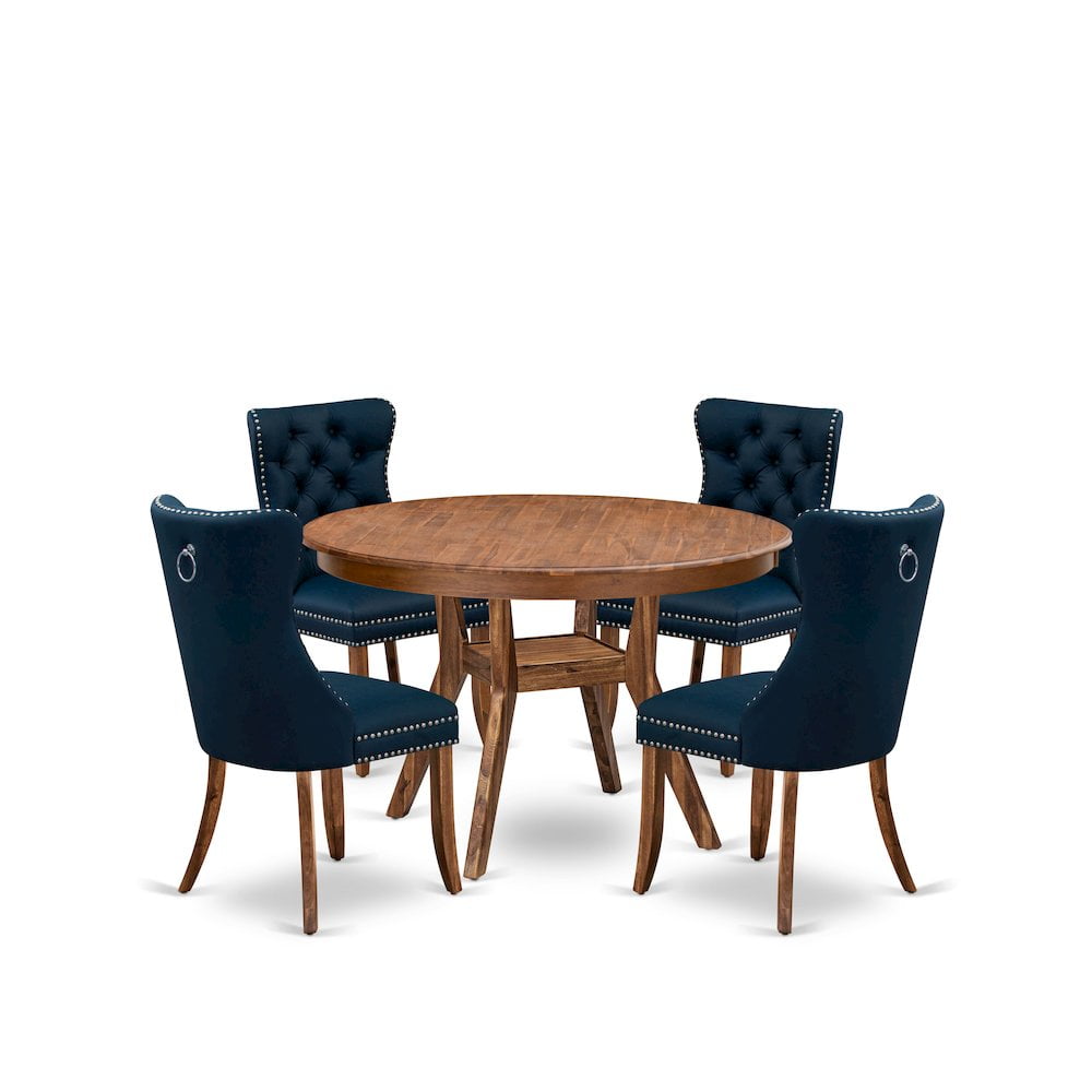 Luxe by East West Furniture 5-Piece Dining Room Set In Navy Blue Color ...