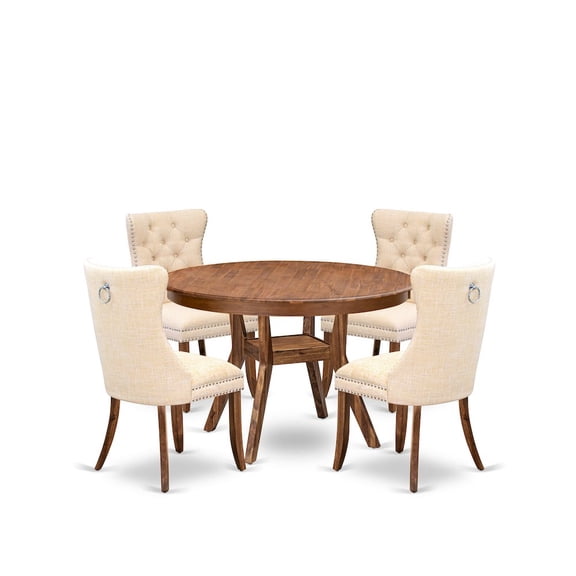 Luxe by East West Furniture 5-Piece Dining Table Set In Light Beige Color