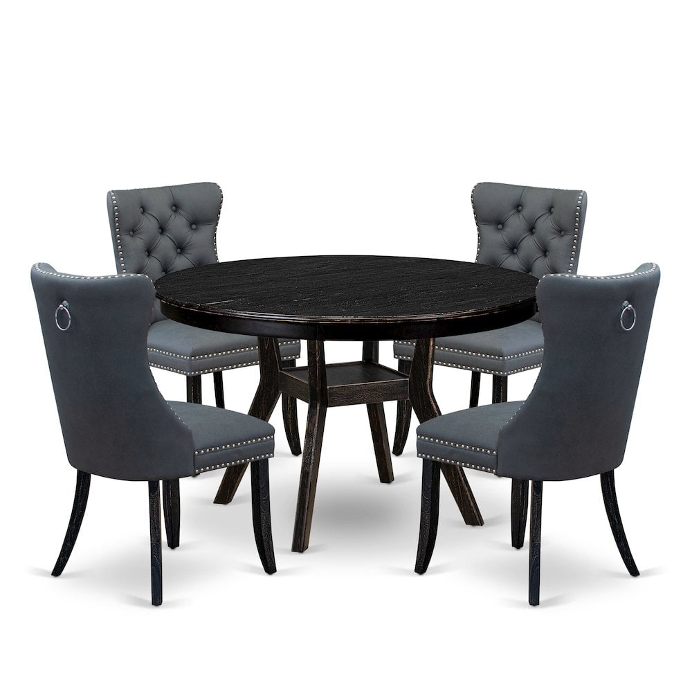 Luxe by East West Furniture 5-Piece Mid Century Kitchen Set In Platinum ...