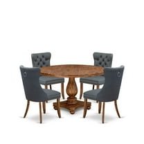 Luxe by East West Furniture 5-Piece Dining Table Set Of A Kitchen Table, 4 Platinum Gray Dining Chairs