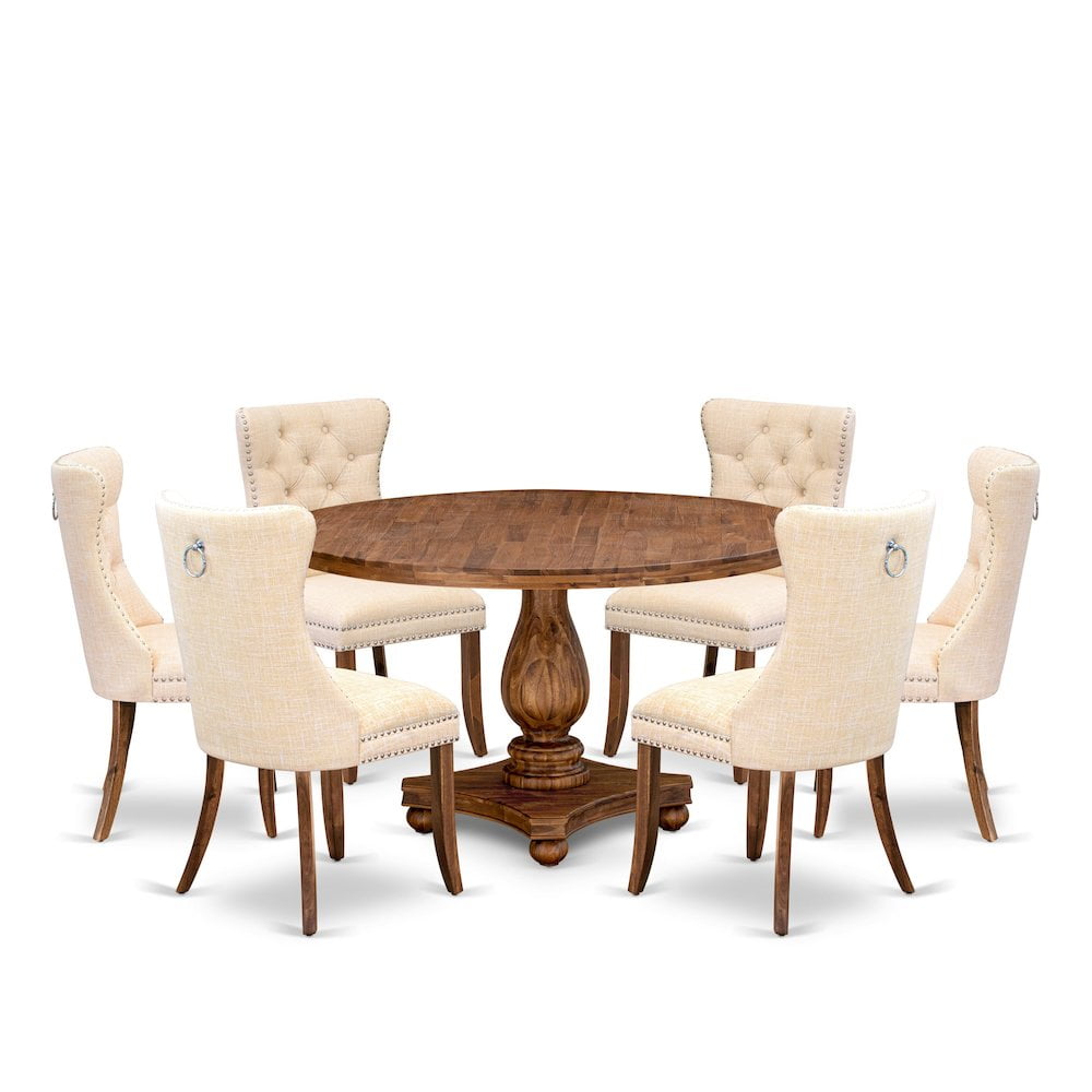 Luxe by East West Furniture 7-Piece Mid Century Kitchen Set In Light ...