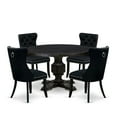 thumbnail image 1 of Luxe by East West Furniture 5 Piece Dining Room Set For 4 Includes 54" Round Table In Black Color, 1 of 7