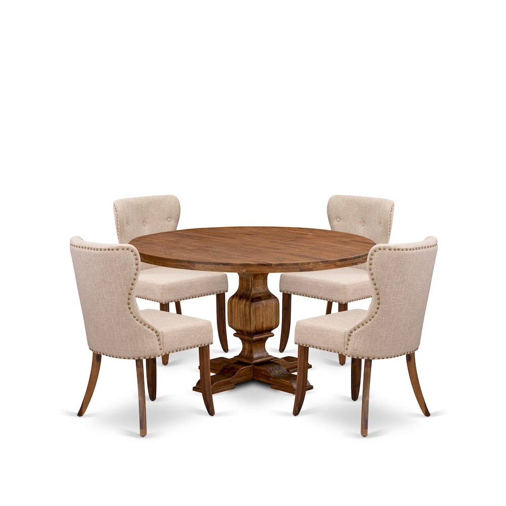Luxe by East West Furniture 5-Pc Kitchen Table Set Of A Pedestal Table ...