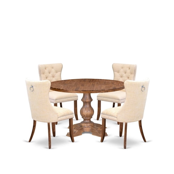 Luxe by East West Furniture 5-Piece Kitchen Set In Light Beige Color