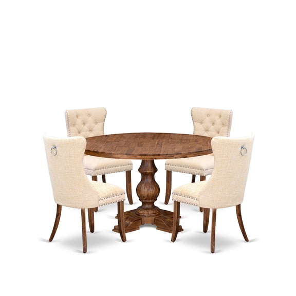 Luxe by East West Furniture 5-Piece Modern Dining Table Set In Light Beige Color