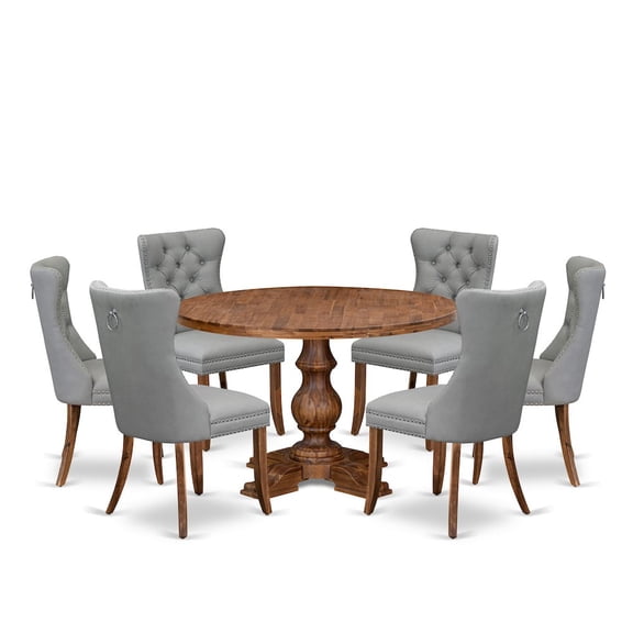 Luxe by East West Furniture 7-Pc Room Table Set Include A Modern Dining Table And 6 Light Gray Parson Chairs
