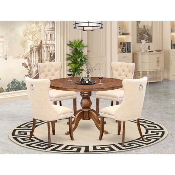 East West Furniture Irving 5-Piece Kitchen Dining Set in Walnut Finish