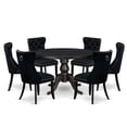 thumbnail image 1 of Luxe by East West Furniture 7-Piece Dining A Dinning Table And 6 Black Linen Fabric Dining Chair, 1 of 7
