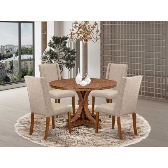 East West Furniture Irving 5-Piece Dining Table Set in Walnut Finish
