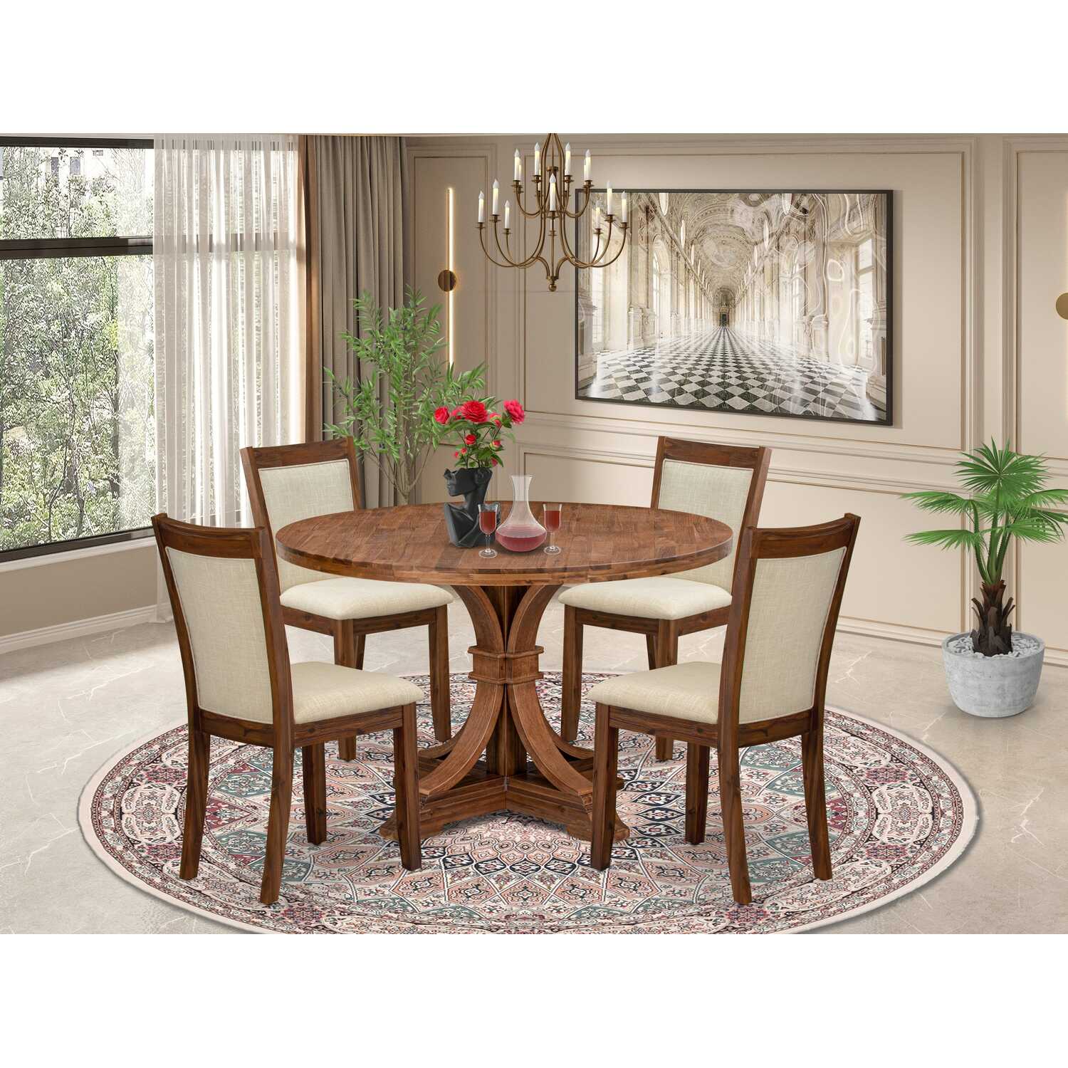Luxe by East West Furniture 5 Pc Kitchen Set Includes a Pedestal Dining ...