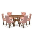 thumbnail image 1 of Luxe by East West Furniture 7-Pc Dining Room Table Set Include A Modern Table And 6 Beige Red Parson Chairs, 1 of 7