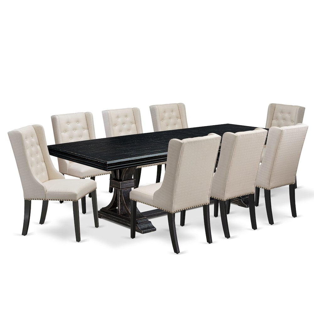 Luxe by East West Furniture 9 piece dining set of a dinner table and 8 ...