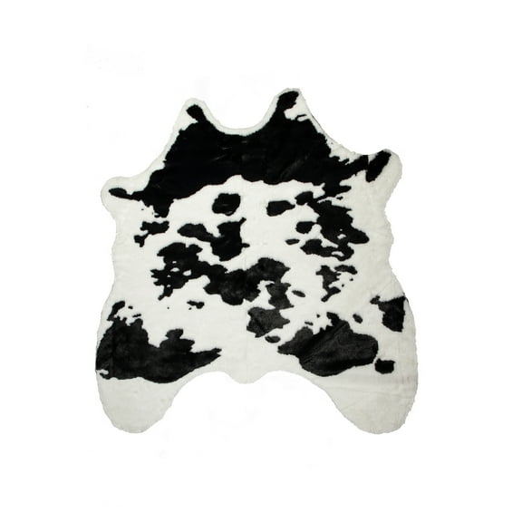 Luxe Faux Cowhide Rug 4x5 Sugarland Black White Soft Throw