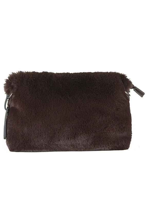 Luxe Faux Fur 676685047953 Faux Fur Purse - Chocolate Brown