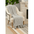 thumbnail image 1 of Luxe Faux Fur Cable Knit Reversible Pom Pom Cozy Throw Blanket - 50" x 60" (Grey), 1 of 5