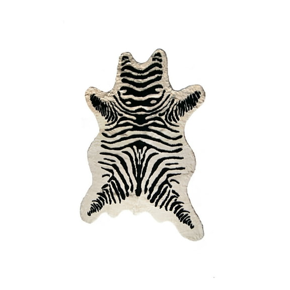 Luxe Faux Hide Rug 5.25x7.5 Zebra Black White Denton Design