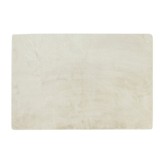 Luxe Faux Rabbit Rectangular Rug Ivory 1-Piece Soft Plush 100% Vegan