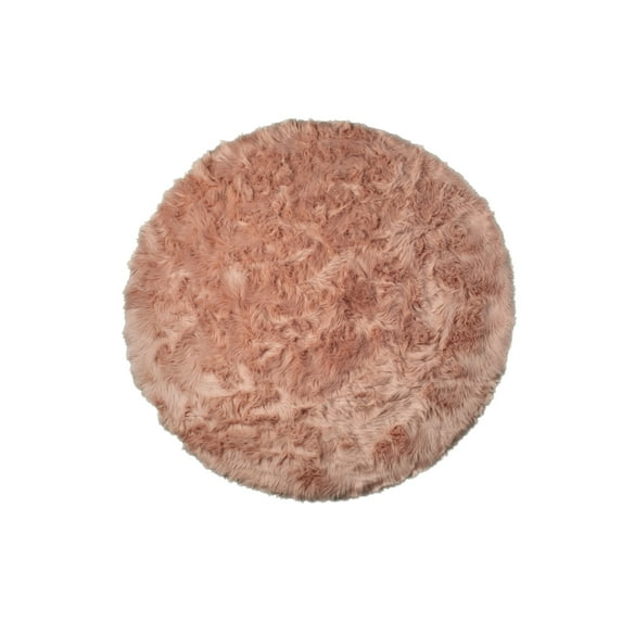 Luxe Faux Sheepskin Circular Rug 6ft Soft Natural Color 1-Piece