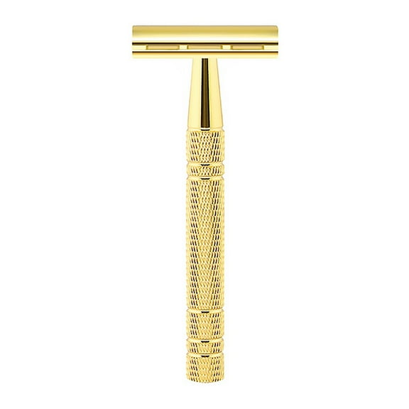 Waysh Luxe Gold Classic Wet Shave 20 Blade Safety Razor Kit with Stand, Gold