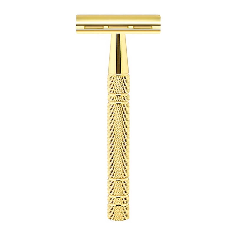 Waysh Luxe Gold Classic Wet Shave 20 Blade Safety Razor Kit with Stand, Gold