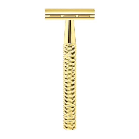 Waysh Luxe Gold Classic Wet Shave 20 Blade Safety Razor Kit with Stand, Gold