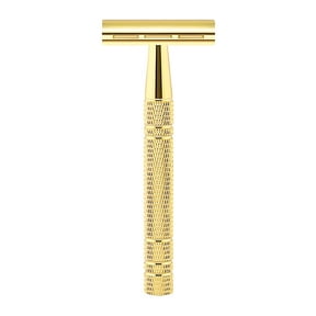 Waysh Luxe Gold Classic Wet Shave 20 Blade Safety Razor Kit with Stand, Gold