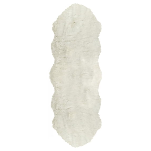 Luxe Gordon Faux Sheepskin Double Rug Off-White 2x6 Feet Soft Durable Carpet