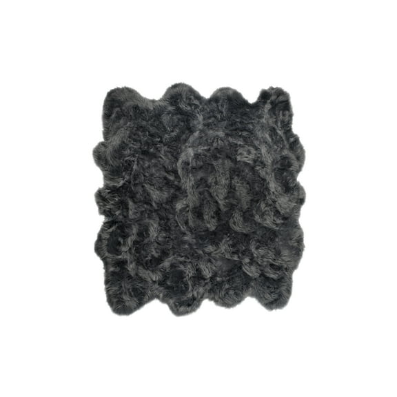 Luxe Gordon Faux Sheepskin Octo Rug 6x6 Natural Ivory 2 Inch Thick