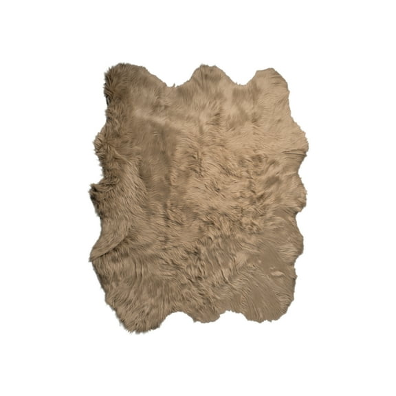 Luxe Gordon Faux Sheepskin Rug 5x6 Natural 100% Wool Soft Plush
