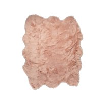 Luxe Gordon Faux Sheepskin Rug 5x6 Natural 100% Wool Soft Plush