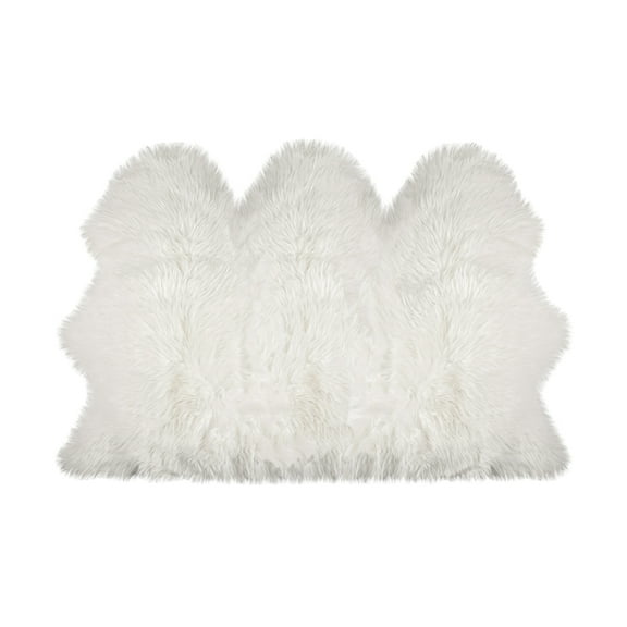 Luxe Gordon Faux Sheepskin Rug Off-White 3x5 Soft Natural Touch 100% faux