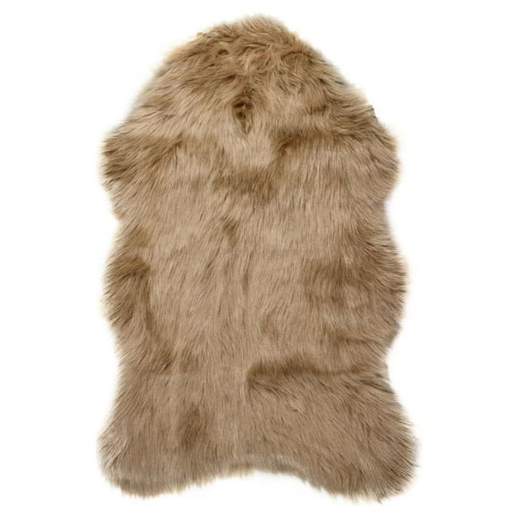 Luxe Gordon Faux Sheepskin Rug Tan 2x3 Feet 1-Piece Soft Texture
