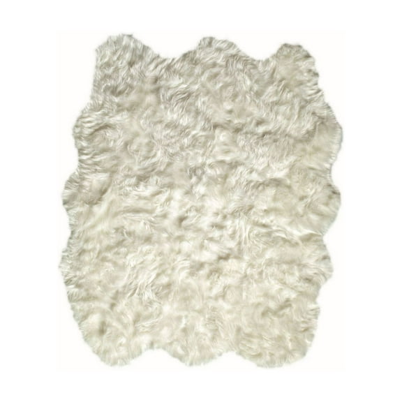 Luxe Gordon Faux Sheepskin Sexto Rug 5x6 Off-White Soft Durable