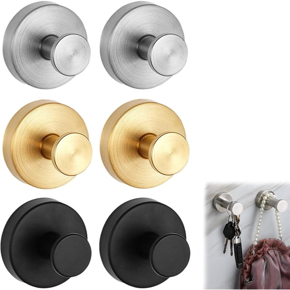 Luxe Grip No Drill Hook, Luxegrip™, No Drill Hooks for Bathroom, Suction Cup Hooks, Glass Shower Towel Hook, Gold Suction Cup Hooks for Hanging Up to 15 Lbs, for Shower, Bathroom, Kitchen (Mix*6)