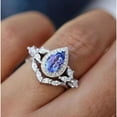 thumbnail image 1 of Luxe Halo Style Pear Cut Blue Tanzanite White Diamond 14K White Gold Over 925 Silver Engagement Wedding Bridal Ring Set For Women, 1 of 4