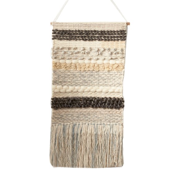 Luxe Handmade Textured Woven Wall Hanging Wool Blend Tassels Wall Art Shag Rug Style 5