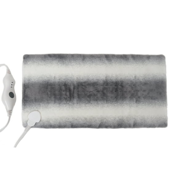 Luxe Heated Faux faux Throw Blanket Grey Light Grey 24"x12" Acrylic Plush